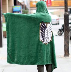img 3 attached to 🍃 Cozy Anime Throw Blanket Flannel Fleece - Cosplay Hooded Cloak & Shawl Wrap in Green (47''X 65'')