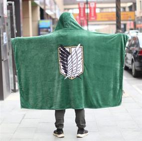 img 2 attached to 🍃 Cozy Anime Throw Blanket Flannel Fleece - Cosplay Hooded Cloak & Shawl Wrap in Green (47''X 65'')