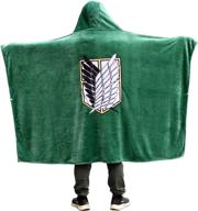 🍃 cozy anime throw blanket flannel fleece - cosplay hooded cloak & shawl wrap in green (47''x 65'') logo