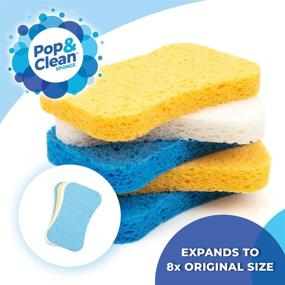 img 1 attached to 🧽 Biodegradable Pop & Clean Compressed Household Cleaning Sponge; Palm Size 5-Pack: 4-3/4" x 2-3/4" x 5/8