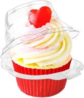 🧁 50pcs upgraded individual cupcake containers - single compartment cupcake carriers - stackable design - deep dome - clear plastic - bpa-free - perfect for favor party, birthday, wedding, and holiday events логотип