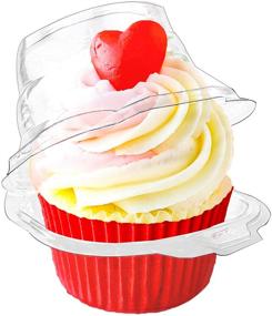 img 4 attached to 🧁 50PCS Upgraded Individual Cupcake Containers - Single Compartment Cupcake Carriers - Stackable Design - Deep Dome - Clear Plastic - BPA-Free - Perfect for Favor Party, Birthday, Wedding, and Holiday Events