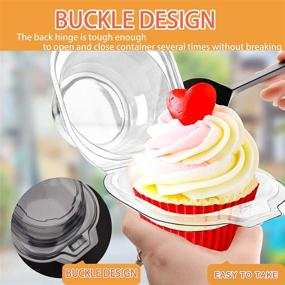 img 1 attached to 🧁 50PCS Upgraded Individual Cupcake Containers - Single Compartment Cupcake Carriers - Stackable Design - Deep Dome - Clear Plastic - BPA-Free - Perfect for Favor Party, Birthday, Wedding, and Holiday Events