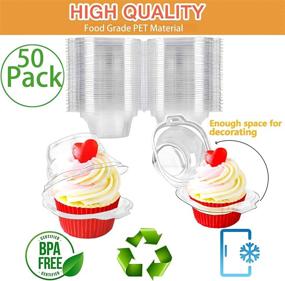 img 2 attached to 🧁 50PCS Upgraded Individual Cupcake Containers - Single Compartment Cupcake Carriers - Stackable Design - Deep Dome - Clear Plastic - BPA-Free - Perfect for Favor Party, Birthday, Wedding, and Holiday Events