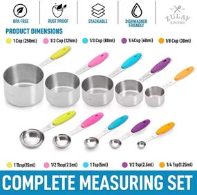 img 2 attached to 🥄 Zulay 10-Piece Multicolored Stainless Steel Measuring Cups and Spoons Set - Complete Set for Baking, Cooking, and More