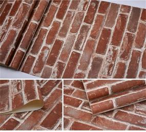 img 2 attached to 🧱 Akea Flat Faux Brick Stone Wallpaper Roll, 3D Effect Blocks, Vintage Home Decoration, Multi Countryside Rustic Red