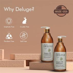 img 3 attached to 🌿 DELUGE Moroccan Argan Oil Shampoo and Conditioner – Professional Moisturizing Set for Colored, Dry, Damaged Hair – Intense Repair and Shine – Plant-Based Vegan Formula – 16oz per Bottle