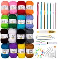 🧶 49 crochet kits with yarn - includes 16x50g acrylic crochet yarn balls, 7 crochet hooks, scissors, needles, stitch markers & more - beginner kits for adults and kids - ideal for crochet and knitting logo