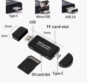 img 4 attached to 📱 Portable 3-in-1 USB Card Reader with Micro USB, Type C, OTG Function for PC, Laptop, Smartphones, and Tablets - SD/TF Card Adapter for Enhanced Memory Access