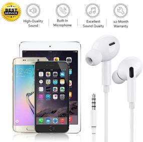 img 1 attached to 🎧 Samsung/Apple Earbuds (2 Pack): White Wired Headset with Mic, Volume Control, and Call Answer for iPhone, Samsung, iPad, Android, and More [MFi Certified]