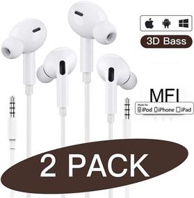 img 3 attached to 🎧 Samsung/Apple Earbuds (2 Pack): White Wired Headset with Mic, Volume Control, and Call Answer for iPhone, Samsung, iPad, Android, and More [MFi Certified]