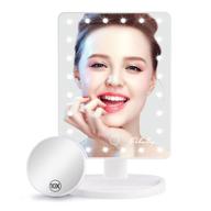 🔆 fabuday lighted makeup mirror with 10x magnification, touch screen, adjustable light, 180° rotation - battery powered (white) logo