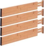 bamboo drawer dividers set of 4, adjustable drawer organizers for kitchen, bedroom, bathroom, dresser & office (13-17 inches) логотип