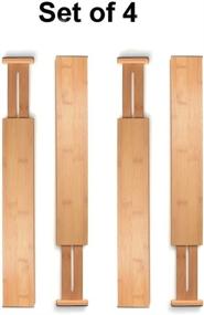 img 3 attached to Bamboo Drawer Dividers Set of 4, Adjustable Drawer Organizers for Kitchen, Bedroom, Bathroom, Dresser & Office (13-17 inches)