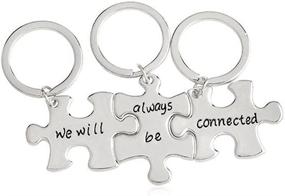 img 4 attached to 🧩 Creative Meiligo Fashion 3-Piece Best Friends Forever Set: Engraved Puzzle Dog Tag Necklace, Key Chain, and Square Pendant for Unbreakable Bonds