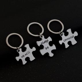 img 3 attached to 🧩 Creative Meiligo Fashion 3-Piece Best Friends Forever Set: Engraved Puzzle Dog Tag Necklace, Key Chain, and Square Pendant for Unbreakable Bonds