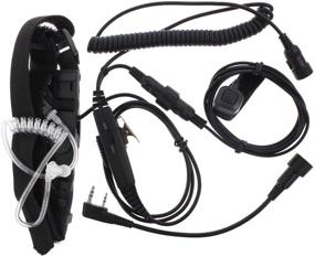 img 4 attached to 🎙️ KENMAX Military Police FBI Throat Mic Microphone with Covert Acoustic Tube Earpiece Headset and Finger PTT for 2-pin Kenwood TK-208 Wouxun KG-UVD1P Puxing PX-888 K PX-777 Baofeng UV-5R