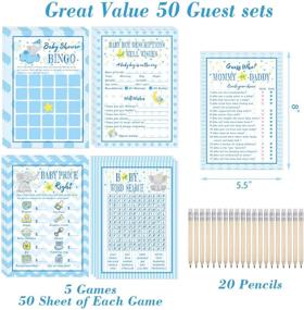 img 3 attached to 🐘 Fun-filled Blue Elephant Theme Baby Shower Games Cards Pack for Boys - 250 Cards and 5 Exciting Games with 20 Matching Pencils for Memorable Baby Shower Decorations and Party Supplies