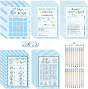 img 4 attached to 🐘 Fun-filled Blue Elephant Theme Baby Shower Games Cards Pack for Boys - 250 Cards and 5 Exciting Games with 20 Matching Pencils for Memorable Baby Shower Decorations and Party Supplies