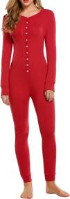 img 3 attached to 👚 Hotouch Women's Long Sleeve Onesie Pajamas | Adult Union Suit Thermal Underwear | One Piece Bodysuit Sleepwear | Sizes S-XXL