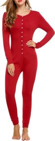 img 4 attached to 👚 Hotouch Women's Long Sleeve Onesie Pajamas | Adult Union Suit Thermal Underwear | One Piece Bodysuit Sleepwear | Sizes S-XXL