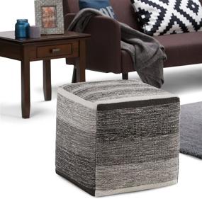 img 3 attached to 🪑 SIMPLIHOME Naya Cube Pouf: Stylish Grey Melange Footstool for Living, Bedroom, and Kids Room