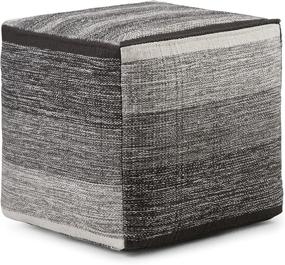 img 4 attached to 🪑 SIMPLIHOME Naya Cube Pouf: Stylish Grey Melange Footstool for Living, Bedroom, and Kids Room