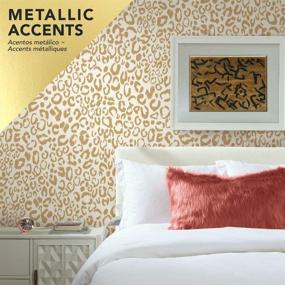 img 2 attached to 🐆 Metallic Gold Leopard Peel and Stick Wallpaper - RoomMates RMK10700WP