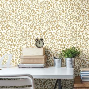 img 4 attached to 🐆 Metallic Gold Leopard Peel and Stick Wallpaper - RoomMates RMK10700WP