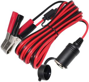 img 4 attached to 🔌 12FT 12V Car Cigarette Lighter Socket Extension Cord with Alligator Clips - Powerful and Convenient Battery Clip-on Extension Cable (15A Fuse)