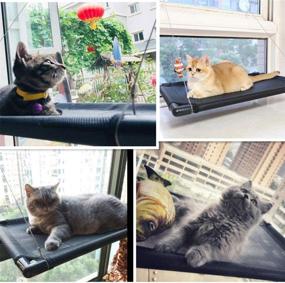 img 2 attached to 🐱 KisSealed Cat Bed: Space Saving Window Perch & Hammock with Upgraded Suction Cups - Holds Up to 50lbs, Black