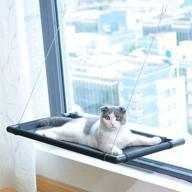 🐱 kissealed cat bed: space saving window perch & hammock with upgraded suction cups - holds up to 50lbs, black logo