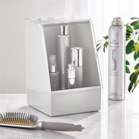 img 3 attached to 💄 mDesign Dust-Free Cosmetic Organizer Box: Stylish Storage Solution for Makeup, Beauty, Hair, and Nail Supplies - Light Gray/Clear