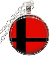 🎮 super smash bros red smash ball pendant necklace with silver bezel logo
