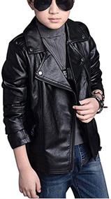 img 3 attached to 🧥 Meeyou Boys' Faux Leather Motorcycle Jacket - Trendy Kids' Coat