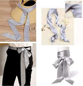 img 2 attached to Stylish Ribbon Skinny Necktie Choker Women's Accessories for Scarves & Wraps
