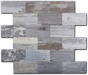 img 4 attached to 🔥 Yipscazo Peel and Stick Backsplash PVC Wall Tile, Stick on Tile for Kitchen Backsplash, Bathroom Vanities, Fireplace Decor, Laundry Table, Stair Decals in Light Rustic (11.59 inches X 11.35 inches, Pack of 5 Sheets)