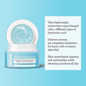 img 3 attached to 🌊 Bliss Drench & Quench Cream-To-Water Hydrator with 4 Hyaluronic Acids - All-Day Moisture, Clean, Paraben-Free, Cruelty-Free, Vegan - 1.7 oz