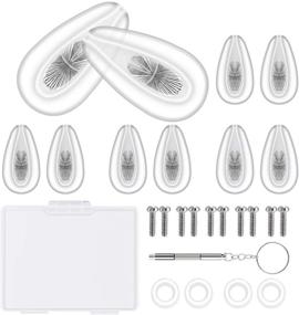 img 4 attached to SMARTTOP Eyeglasses Nose Pads and Ear Grips Set - Silicone Air Chamber Metal-Core Nose Pads Repair Kit with Glasses Holder, Screwdriver, and Screw (Silver)