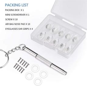 img 3 attached to SMARTTOP Eyeglasses Nose Pads and Ear Grips Set - Silicone Air Chamber Metal-Core Nose Pads Repair Kit with Glasses Holder, Screwdriver, and Screw (Silver)