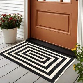 img 2 attached to 🎅 LEEVAN Outdoor Front Christmas Doormat - Black and White Striped Rug, 24"x35" - Welcome Porch Rug, Washable Woven Enter Way Floor Mat Runner - Ideal for Laundry Room and Home Entrance