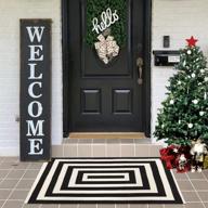 🎅 leevan outdoor front christmas doormat - black and white striped rug, 24"x35" - welcome porch rug, washable woven enter way floor mat runner - ideal for laundry room and home entrance logo
