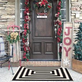 img 3 attached to 🎅 LEEVAN Outdoor Front Christmas Doormat - Black and White Striped Rug, 24"x35" - Welcome Porch Rug, Washable Woven Enter Way Floor Mat Runner - Ideal for Laundry Room and Home Entrance