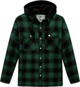 img 4 attached to WenVen Sleeve Plaid Fleece Shirt