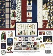 echo park paper company oh holy night collection kit - festive red, green, tan, gold, and navy paper logo