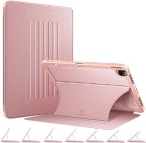 img 4 attached to 📱 Fintie Magnetic Stand Case for iPad Pro 12.9-inch 5th Generation 2021 - [7 Optimal Viewing Angles] Shockproof Rugged Protective Cover with Pencil Holder &amp; Auto Wake/Sleep, Rose Gold
