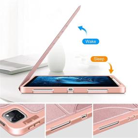 img 2 attached to 📱 Fintie Magnetic Stand Case for iPad Pro 12.9-inch 5th Generation 2021 - [7 Optimal Viewing Angles] Shockproof Rugged Protective Cover with Pencil Holder &amp; Auto Wake/Sleep, Rose Gold