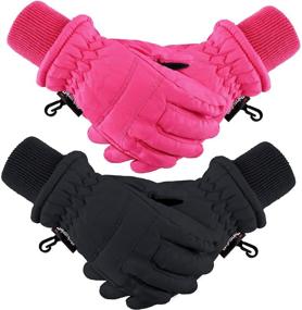 img 4 attached to 🧤 Premium Winter Ski Gloves for Toddlers: Waterproof, Warm Snow Mittens - 2 Pairs Full Finger Gloves for Kids and Infants