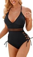 lomitti women's strappy mesh insert monokini swimsuit with side cutout - sleek bathing suit logo