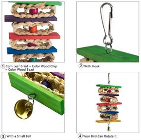 img 2 attached to 🦜 Kathson 2 Pack Bird Chewing Toys: Colorful Rattan Ball & Wooden Block Cage Bite Toys for Parrots - Pet Birds Toy Set for Parakeet, Conure, Lovebirds, Cockatiels